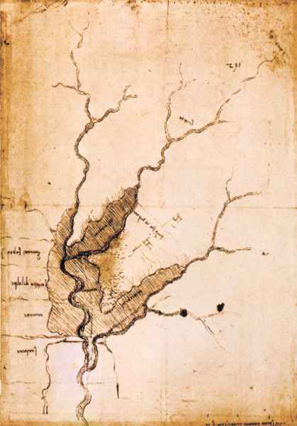 RLW 12676. - Studi per il lago di San Lorenzo in Arniano con annotazioni