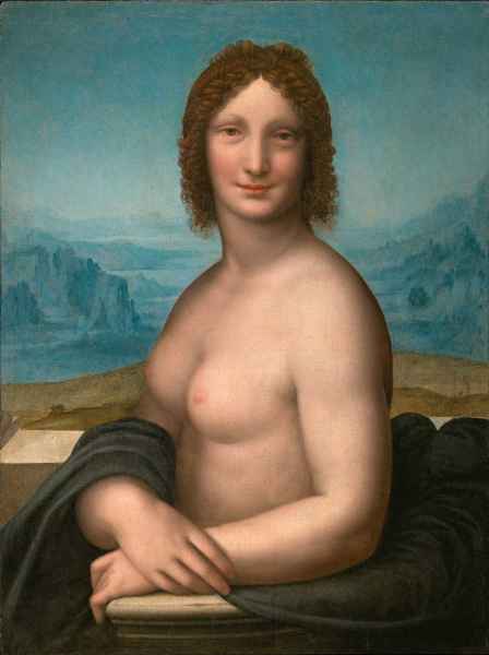 Bottega di Leonardo (attribuito a Gian Giacomo Caprotti, detto Salai, o a Francesco Melzi, su ideazione di Leonardo), Gioconda nuda, circa 1513-1517, olio su tela, Museo Ideale Leonardo da Vinci, Vinci