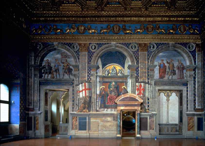 Parete affrescata da Domenico Ghirlandaio, Sala dei Gigli in Palazzo Vecchio, Firenze