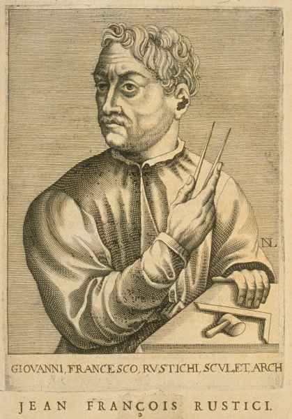 Ritratto di Giovanni Francesco Rustici, in Isaac Bullart, Académie des sciences et des arts : contenant les vies & les eloges historiques des hommes