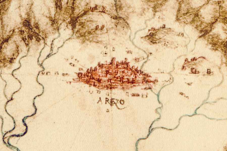 Arezzo nella carta RL 12278 della collezione di Windsor