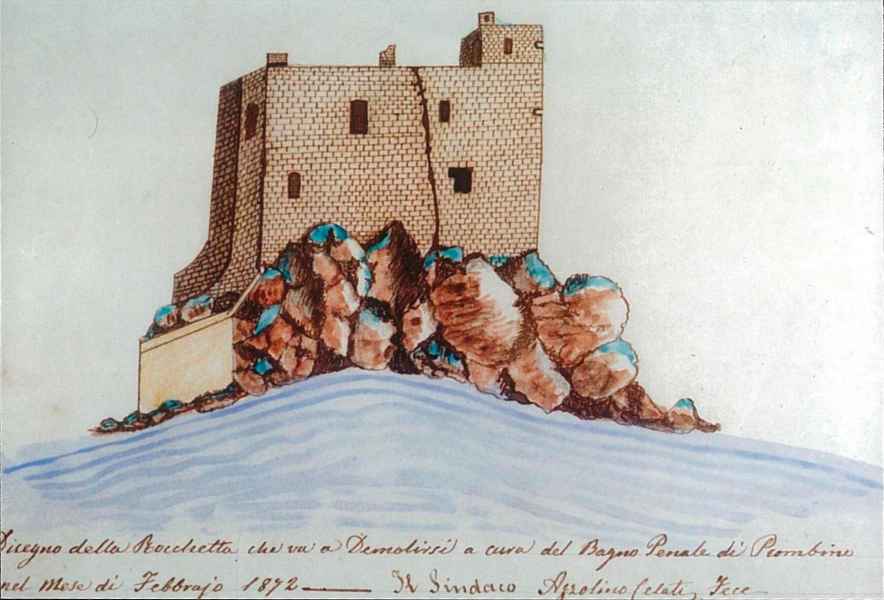 “Disegno della Rocchetta che va a demolirsi”, febbraio 1872. Azzolino Celati, Sindaco di Piombino