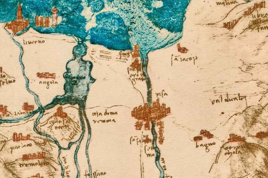 Dettaglio con la città di Pisa, Carta RL 12683, collezione di Windsor