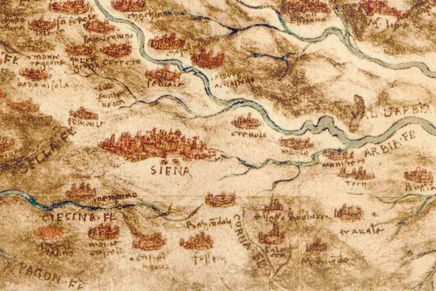 Siena nella carta RL 12278 della collezione di Windsor