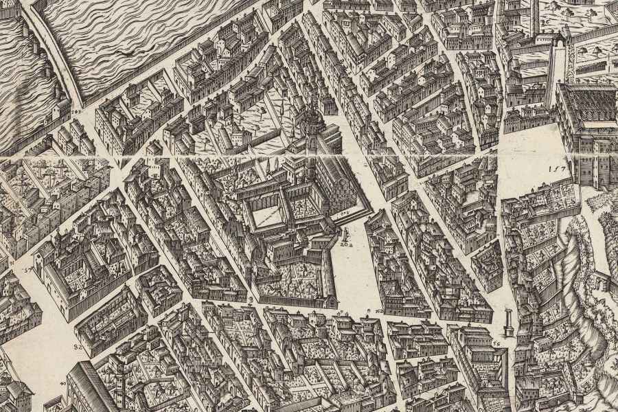 La Chiesa e il Convento di Santo Spirito come appaiono nella Carta di Firenze del Buonsignori