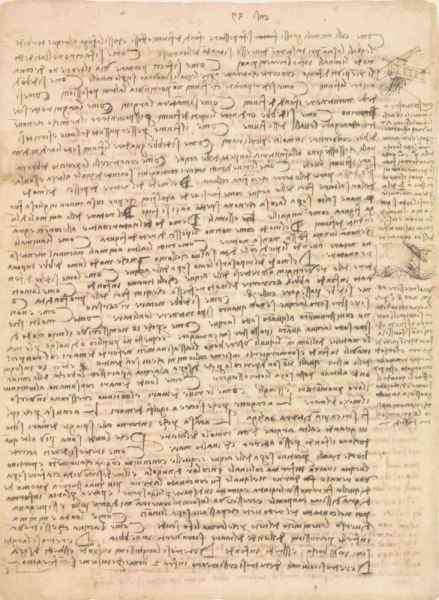 Codice Leicester, 22v. - Pagina con una serie di quarantadue enunciati («casi 39»), come argomenti da approfondire e discutere: dall