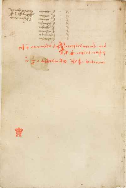 Codice Arundel, 272v. - Lista della spesa e studi sull