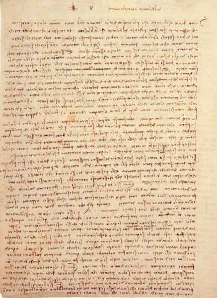 Codice Leicester, 8v. - Pagina senza illustrazioni, con osservazioni di geologia, paleontologia e geografia fisica