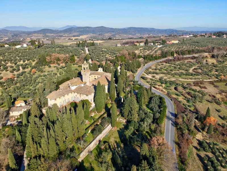Panoramic view of the Castle di Montegufoni, Montespertoli