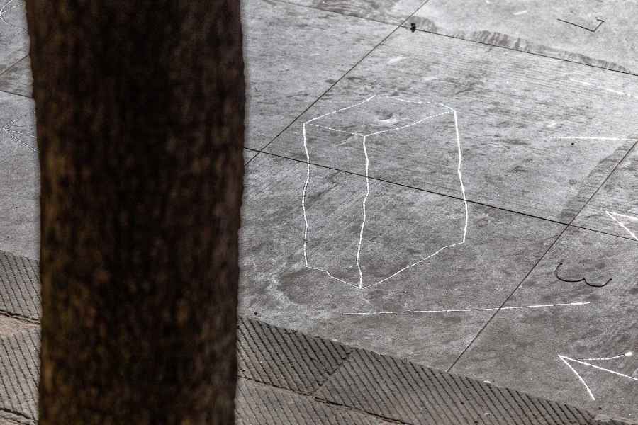 Detail of Piazza Guidi by Mimmo Paladino, Vinci