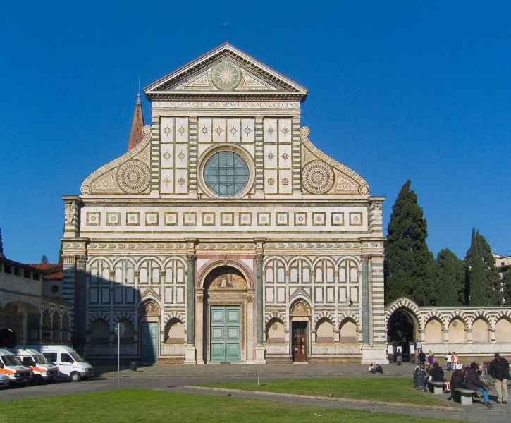 The façade of the Church of Santa Maria Novella, Florence