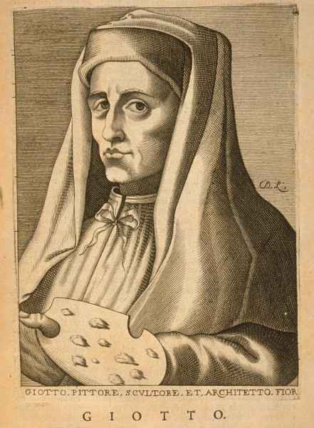 Portrait of Giotto, in Isaac Bullart, Académie des sciences et des arts : contenant les vies & les eloges historiques des hommes
