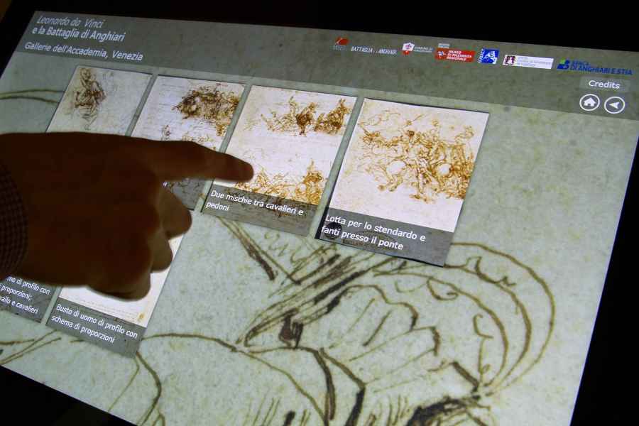 A detail of the consultation systems of the Museo della Battaglia e di Anghiari