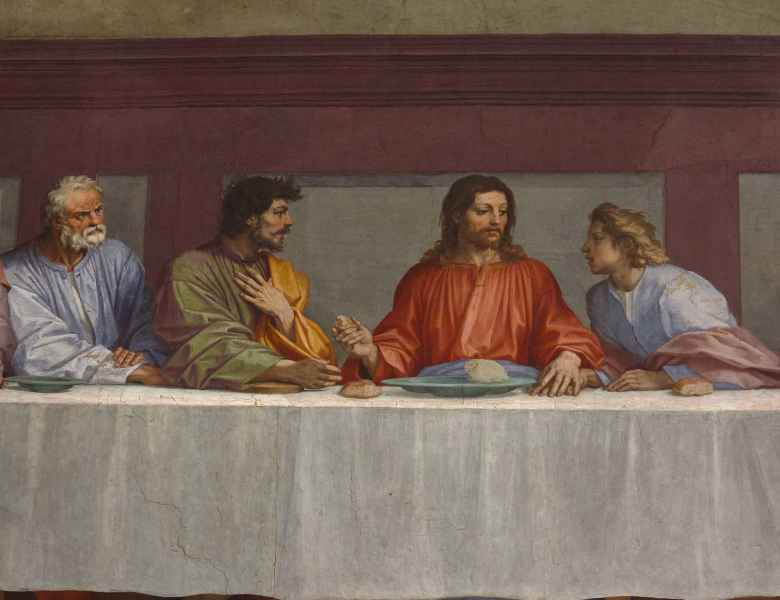 Detail of The Last Supper by Andrea del Sarto in the church of San Salvi, Florence
