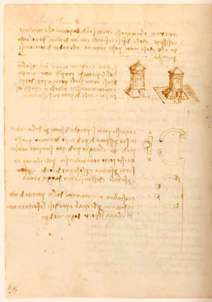 Madrid Ms. II, 89r. - Studies inspired by Francesco di Giorgio for the port of Piombino, c. 1504