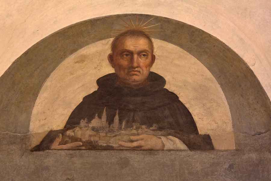Fra Bartolomeo, fresco of Santo who supports/ supporting the city of Florence. Convent of San Marco, Florence
