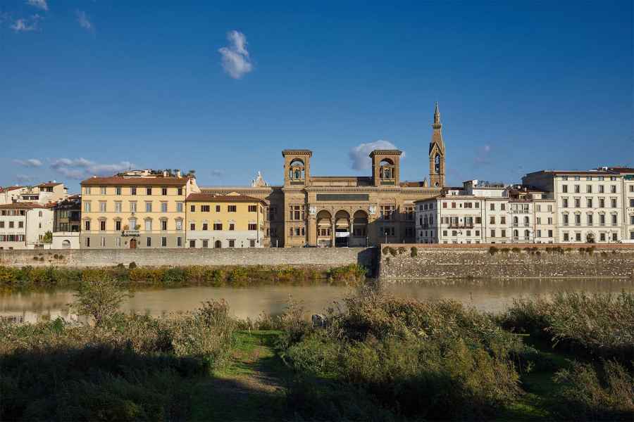 View of the Biblioteca Nazionale Centrale of Florence overlooking the river Arno