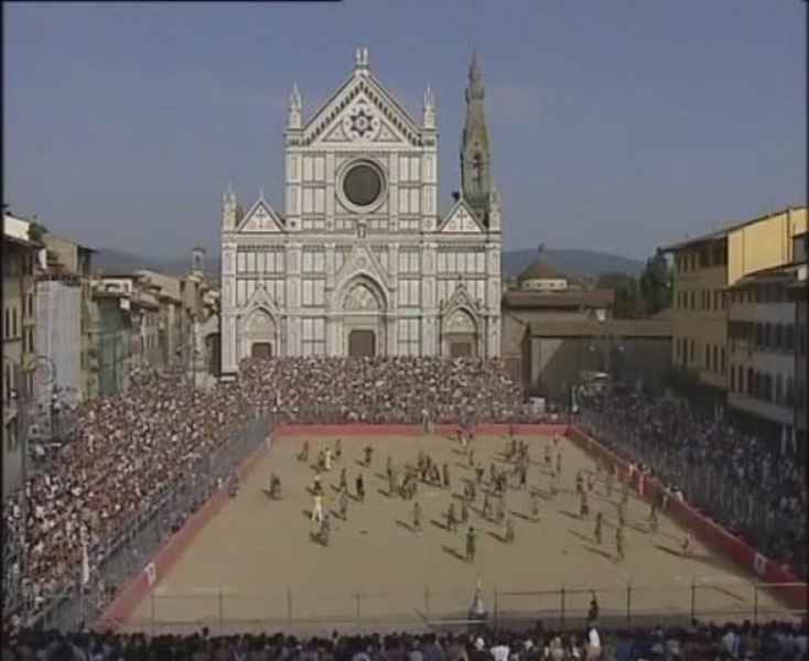 A football game in costume, played in Piazza Santa Croce
