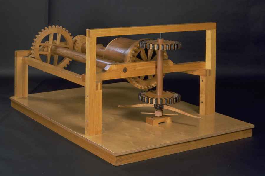 Reconstruction of the Brunelleschian winch as sketched by Leonardo da Vinci