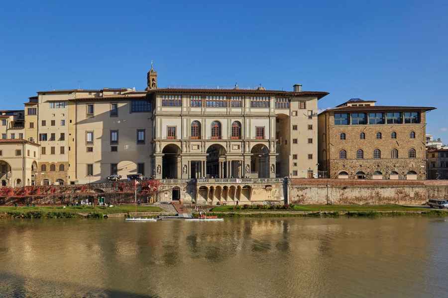 View of the Gallerie degli Uffizi from the river Arno