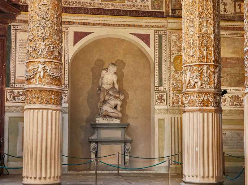 Courtyard of Palazzo Vecchio with the sculpture of Samson and the Philistine by Pierino da Vinci