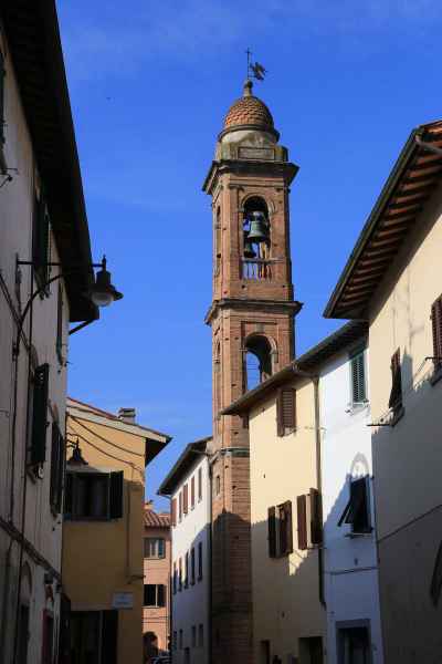 The bell tower of the church of San Michele Archangelo in Pontorme, Empoli