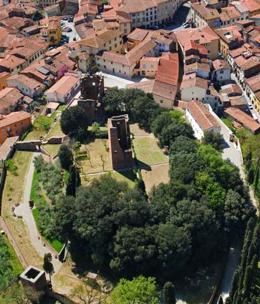 View of Corsini Park with the towers in Fucecchio